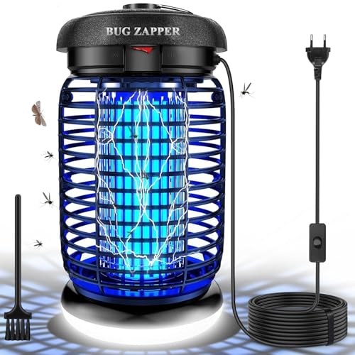 WUEAOA Candeeiro anti-mosquitos exterior cabo de 3 m, 4200 V 15 W UV mata mosquitos elétrico com 9 W lâmpada LED, não-tóxico e inodoro, IPX4, captura eficazmente mosquitos, moscas e traça