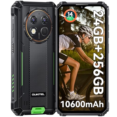OUKITEL G1 Móvel rugerizado Android 14-24 GB + 256 GB (TF 1TB) 6,52 '' HD+ telemóvel inquebrável, bateria 10600 mAh, 24 GB + 256 GB (1 TB) Octa-Core telemóvel todo-o-terreno, 48 MP+5 Dual 4G Sim/9 5dB