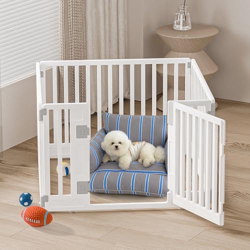 Gupamiga Parque para cachorros, dobrável, com porta, para apartamento, fixo e liso, fácil instalação, cor branca (90 x 90)
