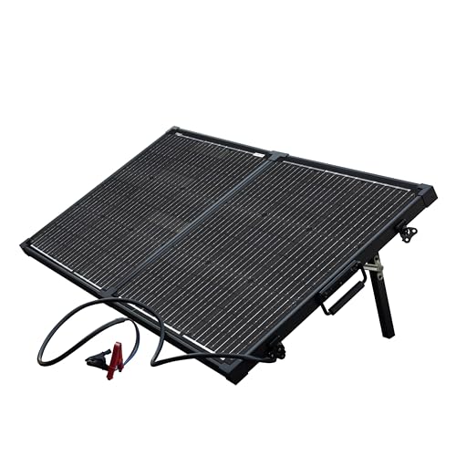 Technaxx Conjunto de carregador solar de 100 W TX-215 - painel solar de energia portátil monocristalino com controlador de ecrã LCD: Ideal para jardins, campismo