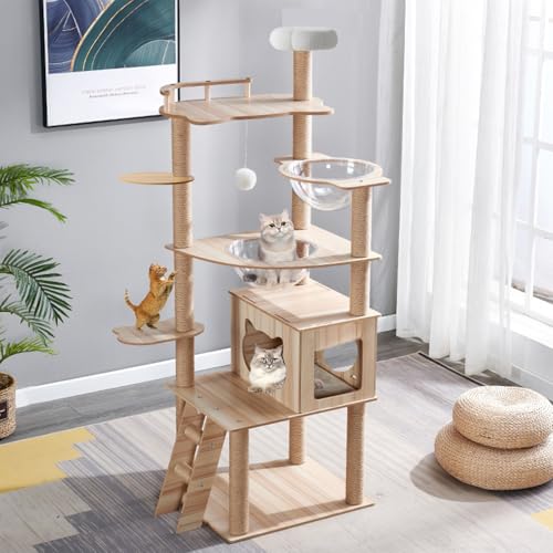 Cat Mekidulu Árvore raspador para gatos, grande de 170 cm, com 2 cápsulas espaciais, 14 colunas de arranhador, escada, gruta, brinquedo para gatos, plataformas de pelúcia - raspador para gatos.