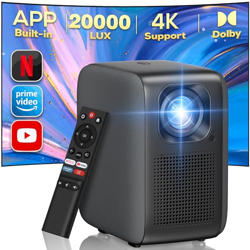 Projetor portátil, Netflix/Prime Video/Youtube: nativo 1080P 20000 lúmenes 4K suporte, iZEEKER Projetor WiFi Bluetooth, áudio Dolby, HDR10, foco elétrico, KD / 4P eystone para Ann Dróid/PC/USB