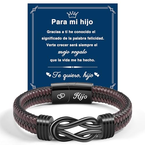 TERRISHE Pulseira homem presente para homem, marido, amigo, pai, dia dos namorados presentes, presente do dia do pai, pulseira de couro trançado para homem gravado aniversário aniversário presente