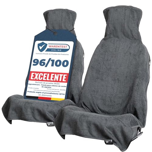 Upgrade4cars 2 x capa de assento dianteiro para carro anti-suor cinzento | cobertura universal em algodão anti-calor | protetor de assentos dianteiros respirável pelo verão