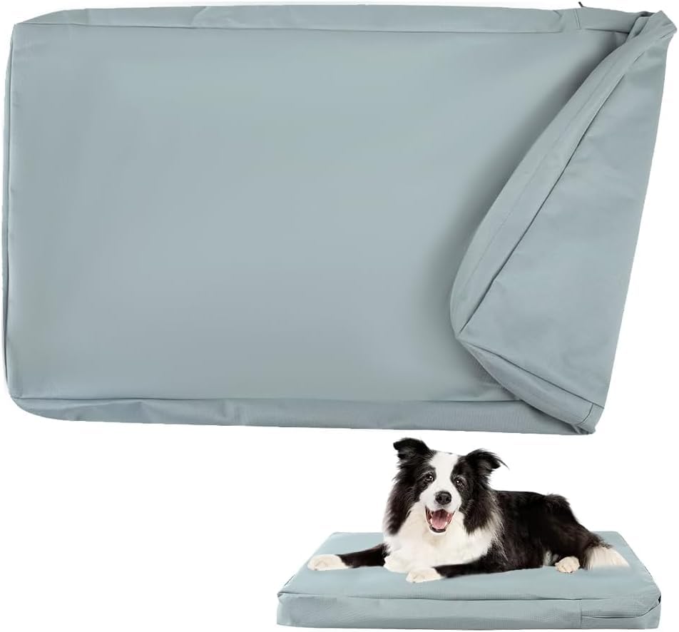 DUJUIKE - Capa impermeável para cama de cão, capa de substituição para gaiola, capa de substituição para almofada, lavável, removível, com fecho de correr, protetor de colchão (cinzento, XXL(137 x 92