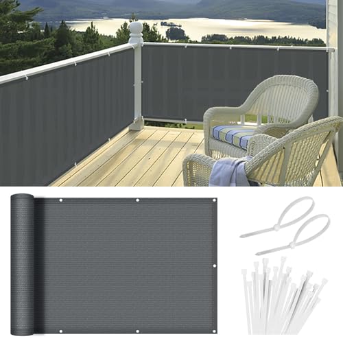 HENG FENG Tela de privacidade para varanda, 0,8 x 4 m, HDPE malha oculta, resistente ao vento, proteção UV, proteção da privacidade, antracite