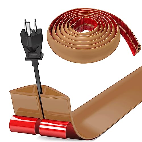 Guarda-cabos de chão, calha de cabos de chão, 5 m x 5 cm, protetor de cabos para chão, coberturas de chão para cabos auto-adesivo montagem para todas as casa, escritório, escola, armazém (castanho e