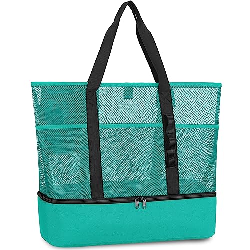 UYLIA Tote Saco de praia de malha grande familiar mulher bonita e duradoura bolsa térmica praia com fecho de correr mala para praia viagem compras campismo férias brinquedos