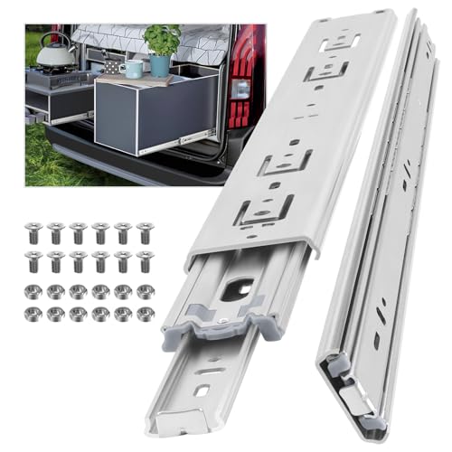 AOLISHENG Guias de correr para gavetas, 400 mm trilhos para gavetas extensão completa, 68 kg, capacidade de carga, guias laterais para gavetas com rolamento de esferas, 1 par (2 peças)