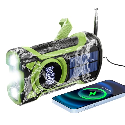 Rádio solar com bateria recarregável de 5000 mAh, rádio portátil pequena FM Am, rádio solar de emergência com manivela, ideal para emergências, apagão e família