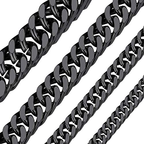 ChainsHouse Colar de corrente cubana para homens e mulheres, cor resistente, 5/7/10/13 mm de largura, elos quadrados em aço inoxidável, platinado/dourado/preto