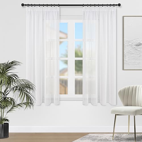 Topfinel Cortinas de cozinha modernas, 2 peças, para a janela curta translúcida, 140 x 145 cm, cortina para o quarto de bebé e decoração do quarto