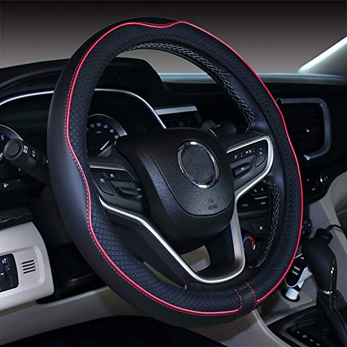 Mayco Bell 2019 Novo carro de couro de microfibra extra grande 17 18 19 polegadas capa de volante para camiões grandes (preto vermelho, 44,5 - 45,25 cm)