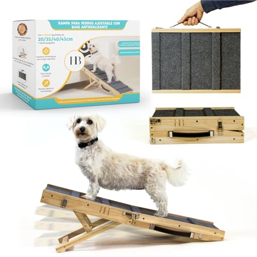 Home Blade Rampa para cães pequenos dobrável, escada, para cães pequenos, com base antiderrapante Rampa para cama de cão pequeno de madeira bétula 4 altura ajustável, para cão 15 kg MAX