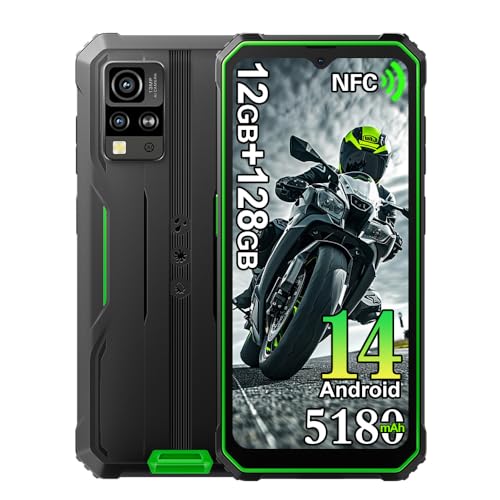Blackview BV4800 Pro Telemóvel inquebrável (2025), 12 GB+128 GB IP68 Smartphone todo-o-terreno, 5180 mAh, 16 MP+8MP, 6,56" HD+, Android 14 telemóvel anti-choques, duplo SIM 4G NFF C, GPS, OTG, verde