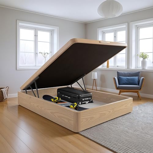 PIKOLIN Estrutura de cama articulada com arrumação, cor natural, 150 x 190