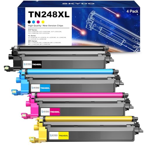 Skydo TN248XL Toner compatível Brother TN248VAL Toner TN248 para Brother HL-L3240CDW DCP-L3560CDW DCP-L3520CDW HL-L3220CW HL-L8240CDW MFC-L3760CDW (Normal) Preto, ciano A, magenta e amarelo)