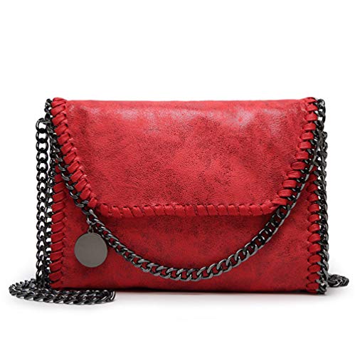 Valleycomfy Bolsa de mulher elegante bolsa de ombro correia de corrente metálica bolsa de couro PU bolsas cruzadas bolsa de embraiagens