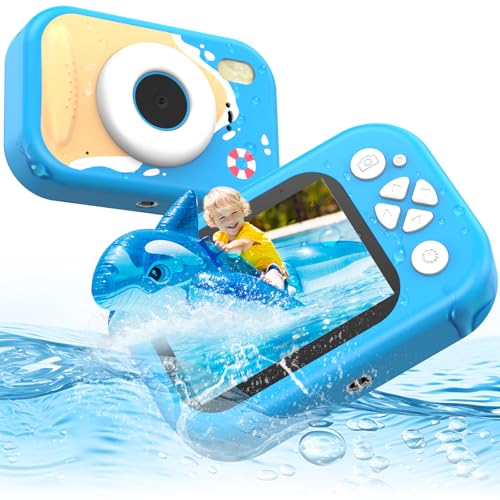 ULEWAY Câmara com fotos infantis, câmara aquática para crianças, impermeável 10 m, 20 MP 1080P Full HD, ecrã LCD de 2,4", inclui cartão SD 32 GB, ideal para desportos aquáticos e atividades ao ar
