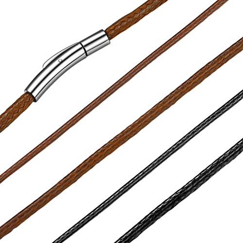 Bandmax Cordões trançados colar macio couro sintético 3 mm 76 cm cor castanho, Couro sintético Couro, Sem Pedra Preciosa