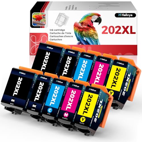 Halloya Cartuchos 202XL compatível para Epson 202XL multi-pack para tinta Epson XP 6100 para Epson Expression Premium XP-6100 XP-6105 XP-6000 XP-6005 XP-6001 XP6105 Impressora (Pacote de 10