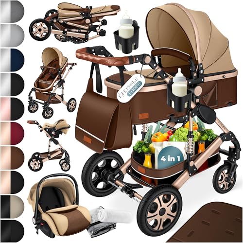 KESSER® Loops 3 em 1 Stroller combo conjunto completo de carrinhos de passeio incl. Assento desportivo para banheira e carrinho de passeio, pneus de borracha maciça, bolsa trocador