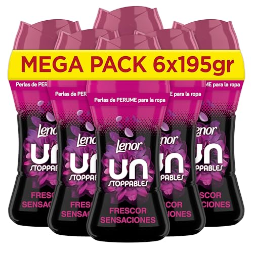 Lenor UNstoppables Pérolas de perfume para roupas, 96 lavagens (6 x 195 g), suaves com fragrância, sensação de frescura potenciador de frescura