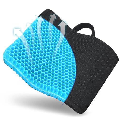 Almofada de assento de gel, almofada de assento de cadeira de escritório com capa antiderrapante, almofada de ovo respirável para aliviar a dor de ciática e cóccix, almofada de gel para carro, casa,