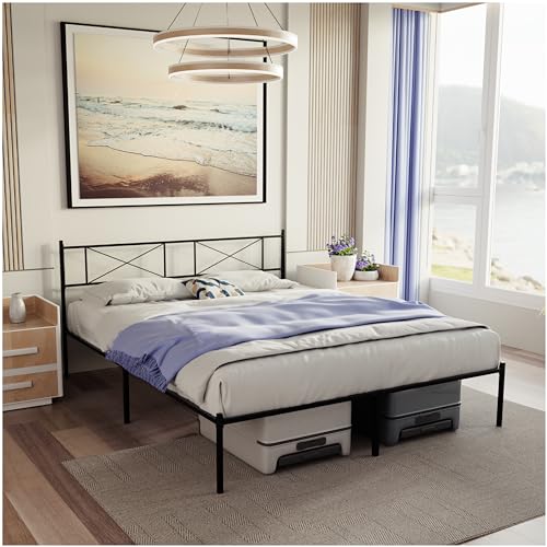 Dreamzie Moldura de cama 140 x 200 com Somier, para cama de 140 x 200 com pés, molduras de cama com cabeceira - altura de 35 cm, montagem simples e espaço de armazenamento