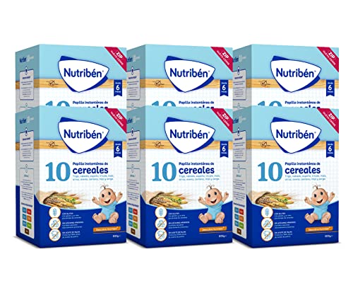 Nutribén Palmilha 10 cereais, 3600 g, sem adição de açúcares, sem óleo de palma, comida para bebés, a partir dos 6 meses, embalagem de 6 x 600 g