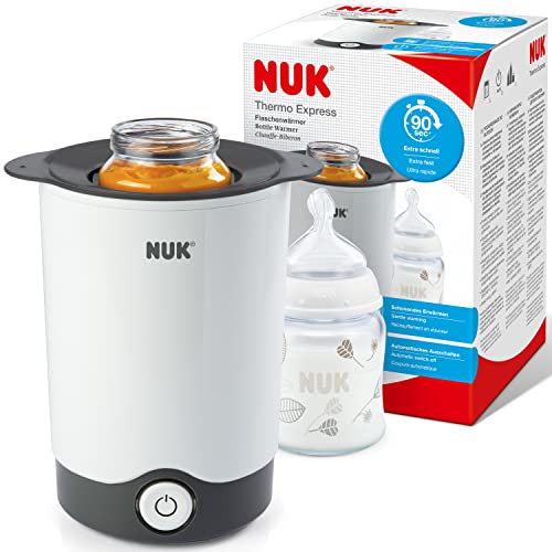 NUK Aquecedor ThermoExpress para biberões | Aquece líquidos e alimentos macios cuidadosamente em 90 segundos | Desligamento automático|Cesta elevável parafacilitar a remoção|Tomada de 2 estacas