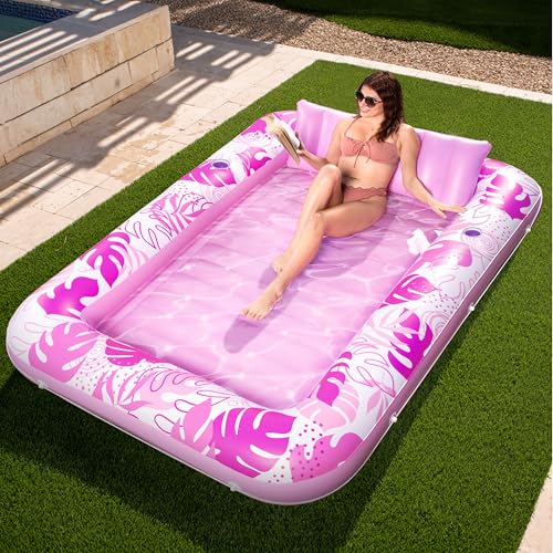 Sloosh Chaise Longue gonflável pour bronzage XL, 85" x 57"/2,1 * 1,4 m Baignoire de bronzage extra grande para adultos, Lit gonflável, flutuador de salão em Radeau