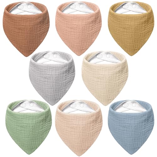 Babadores de musselina 100% algodão bandana babete para bebés unissexo bebés meninas meninos bebé e dentição 8 - embalagens.