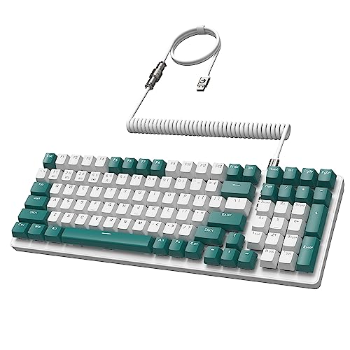 MAMBASANKE K6 Pro 96% 3 modos teclado mecânico para jogos Hot Swap 4000 mAh 2,4 Ghz/Bluetooth 5.0/teclado com cabo USB em espiral tipo C 9 RGB interruptor retroiluminado azul -verde