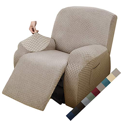 MAXIJIN Capa de poltrona Relax Stretch capa para sofá 1 lugar reversível com bolso protetor de sofá (caqui)