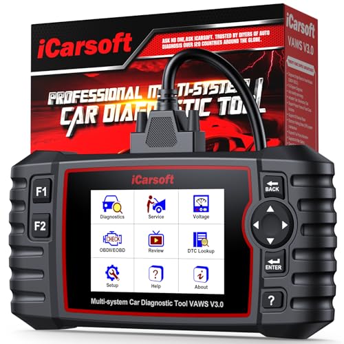 iCarsoft VAWS V3.0 OBD2 Máquina de diagnóstico de carro para V.W/AU.DI/Skoda/Seat, scanner bidirecional de todo o sistema, 42 funções de reinicialização, teste de bateria, auto-vinho, atualizações