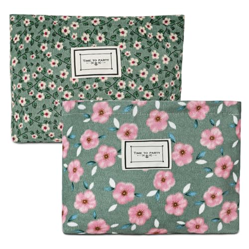 Aucuu Neceser maquilhagem para mulher, sacos cosméticos de tecido de veludo com fecho de correr, necessidade de maquilhagem floral, necessidade de viagem portátil, multifuncional organizador de viagem