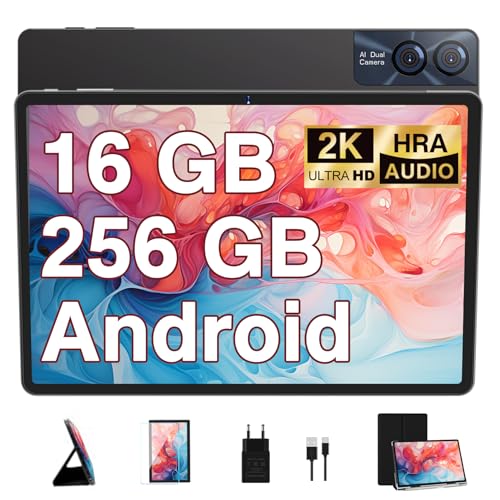 GOODTEL 11-Inch Touch Tablet Android 16 GB RAM + 256 GB ROM + TF 1TB | Ecrã 2K 2000 * 1200 | Octa-Core | 8600 mAh | WiFi 5G, GPS | Bluetooth 5.0, 13 Megapixel + 5Megapixel + 5Megapixel Xel, cinzento