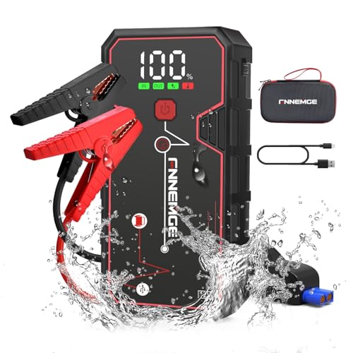 FNNEMGE Iniciador de carros, 5000A 23800 mAh iniciador bateria carro (para todos os veículos da gasolina ou 8,0 l de gasel), Booster ateria, com porta de saída USB, luz LED, ecrã grande HD.