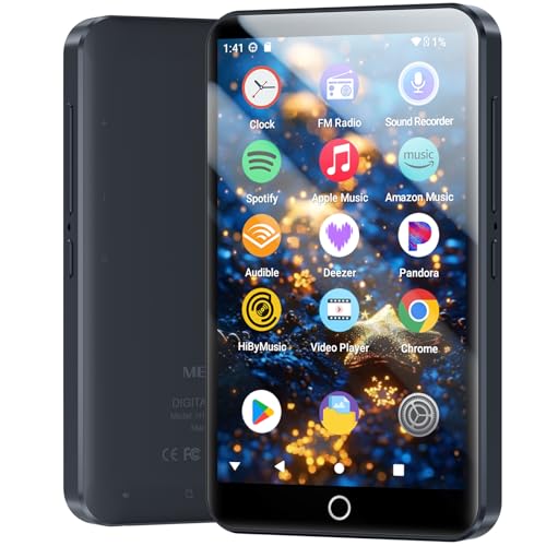 MECHEN 160 GB Leitor MP3 MP4 Android 13 com Bluetooth e WiFi, ecrã tátil de 4", MP3 Player com Spotify, rádio, altifalante, Play Store, para música/vídeo/áudiolivros