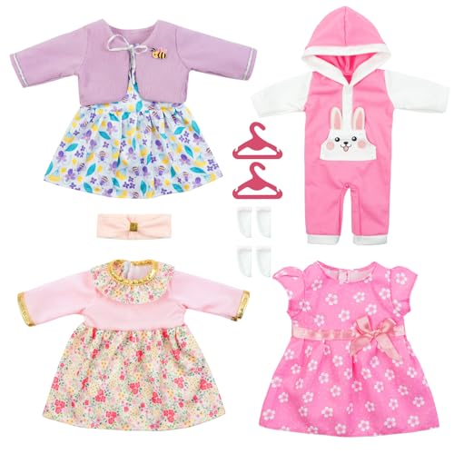 Aolso Roupas para bonecas bebé, 4 peças roupa para bonecas para bebé, conjunto de roupa de boneca, conjunto de disfarce de boneca para meninos e meninas, acessórios para bonecas (não bonecas)