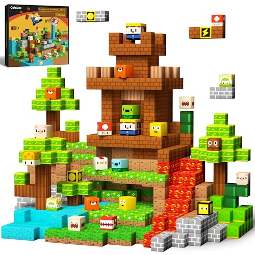 GobiDex Construções magnéticas crianças de 100 peças com aventuras de enhador, cubo de jogo para crianças presente, brinquedos infantis para meninos e meninas 3 4 5 6 7 9 10 11 12 anos, atualizar