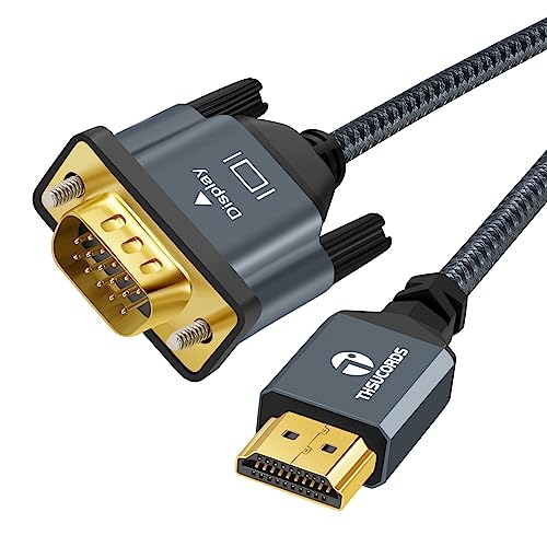 Thsucords Cabo entrançado HDMI para VGA 1M (macho a macho), compatível com computador 720p/1080p, secretária, portátil, PC, monitor, projetor