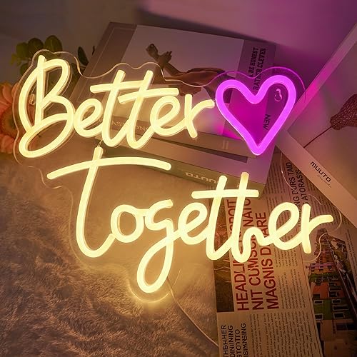 Better Together - Letreiro de luz de néon LED de néon alimentado por USB para casa, quarto, interior, bar, sala de jogos, loja, hotel, decoração de parede, festa de Natal para