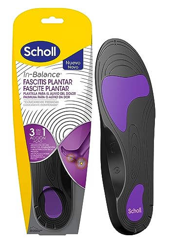 Scholl Palmilhas ortopédicas anti-dor, fascite plantar, tecnologia In-Balance, 3 em 1, alívio instantâneo e duradouro, conforto para a sua marcha, tamanho L 42,5-45