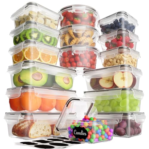 Withosent Embalagens herméticas de plástico para alimentos 32 peças (16 recipientes e 16 tampas), recipientes para comida cozinha, adequados para máquina de lavar louça, micro-ondas, 1 L 840 ml 700