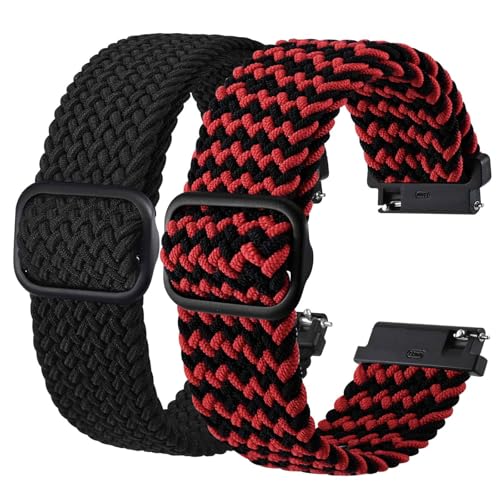 BISONSTRAP 2 peças correias de relógio de nylon trançado, fivela ajustável aprimorada, alças elásticas para homem e mulher, largura da correia 16 mm 18 mm 20 mm 22 mm