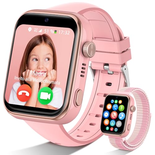 AKUMAKA Relógio inteligente menina 4G, IP68 impermeável Smartwatch menina com GPS e chamadas, videochamada, Whatsapp, Sos, modo de classe, 5 modos desportivos, podómetro, relógio inteligente com SIM,
