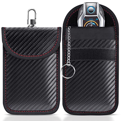 lanpard 2 peças bolsa Faraday para chaves de carro capa de segurança bloqueio de sinal RFID/WiFi/gsm/LTE/NFC proteção anti-roubo (fibra de carbono)