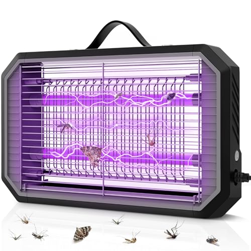 seenlast Candeeiro anti-mosquitos elétrico, 4200 V 2 * 5 W potente mata mosquitos elétricos, mata-moscas elétrico com luz UV, candeeiro mosquitos silencioso para uso residencial e comercial
